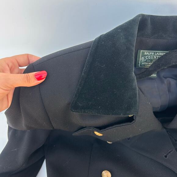 Vintage Ralph Lauren Country Wool Velvet Double Breasted Military Jacket USPS 8 - Picture 7 of 11